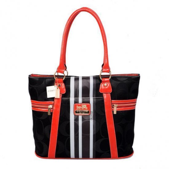 Coach Zip In Signature Medium Black Totes BFG | Women - Click Image to Close